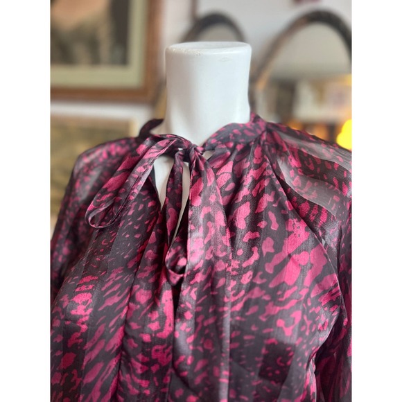 New Walter Baker Beth Leopard Print Dress in Magenta & Black Size Small - Picture 9 of 11